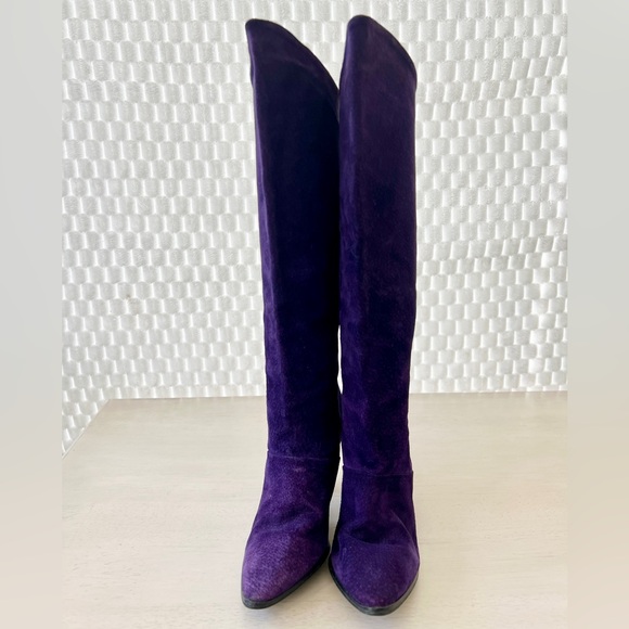 JOYCE OF CALIFORNIA Royal Purple Suede Chunky Heel Boots Vintage 5.5 M - Picture 7 of 11